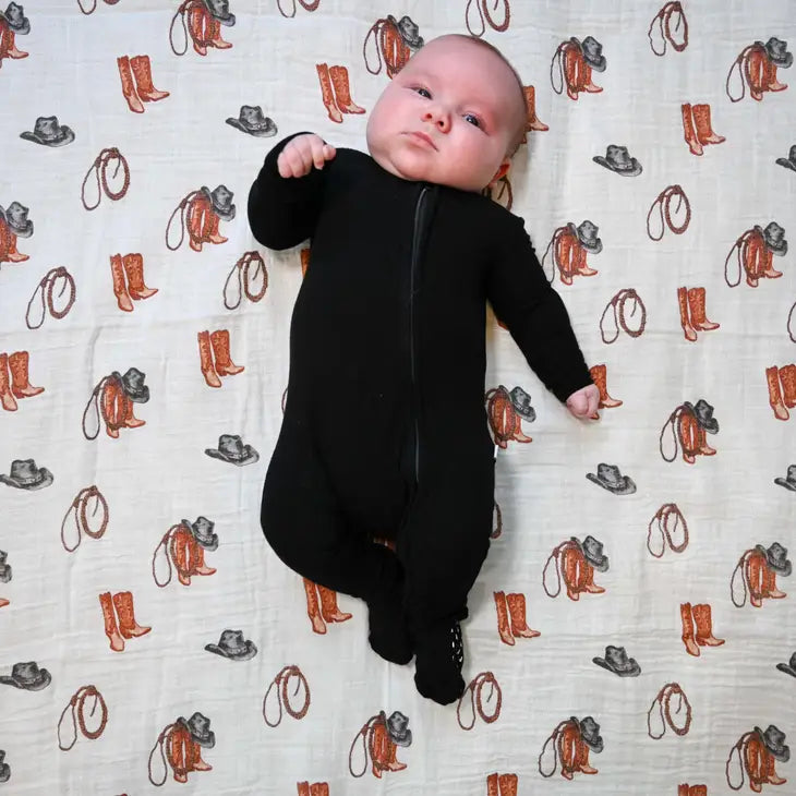 Life Is Better In Boots Baby Swaddle Blanket