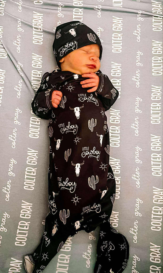 Howdy Cowboy Knotted Gown & Hat Set