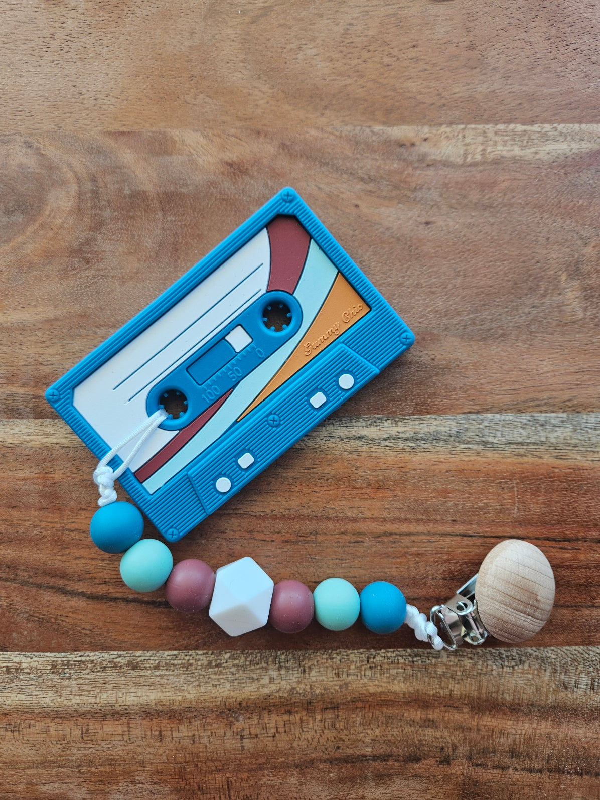 Retro Cassette Tape Silicone Teether (Teal)