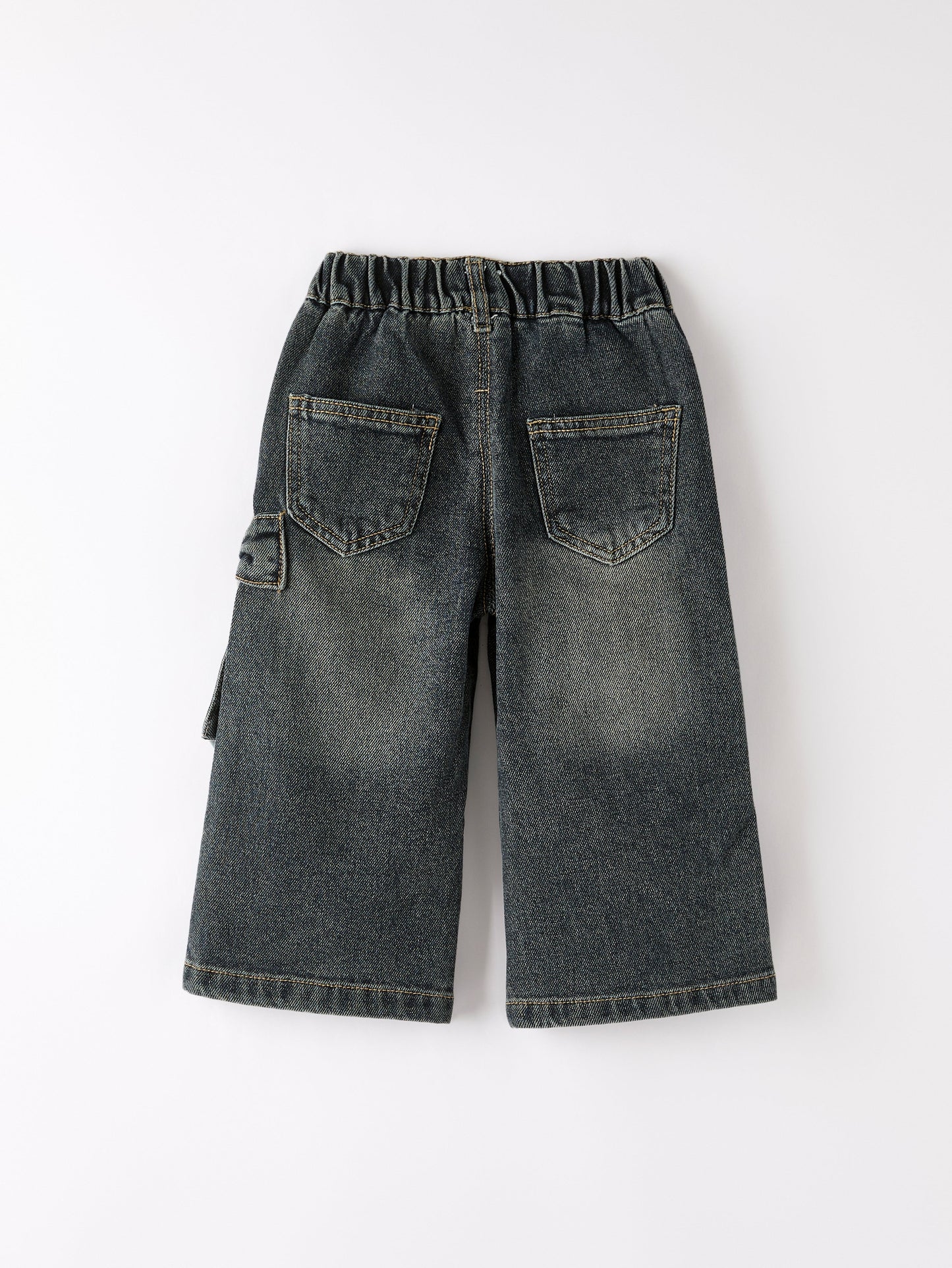 Girls Bow Stretch Wide-Leg Jeans