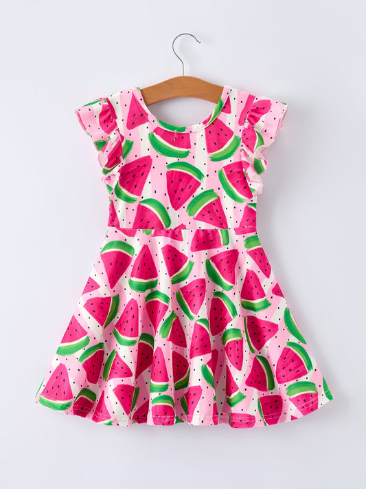 Summer Watermelon Pattern Girls Dress