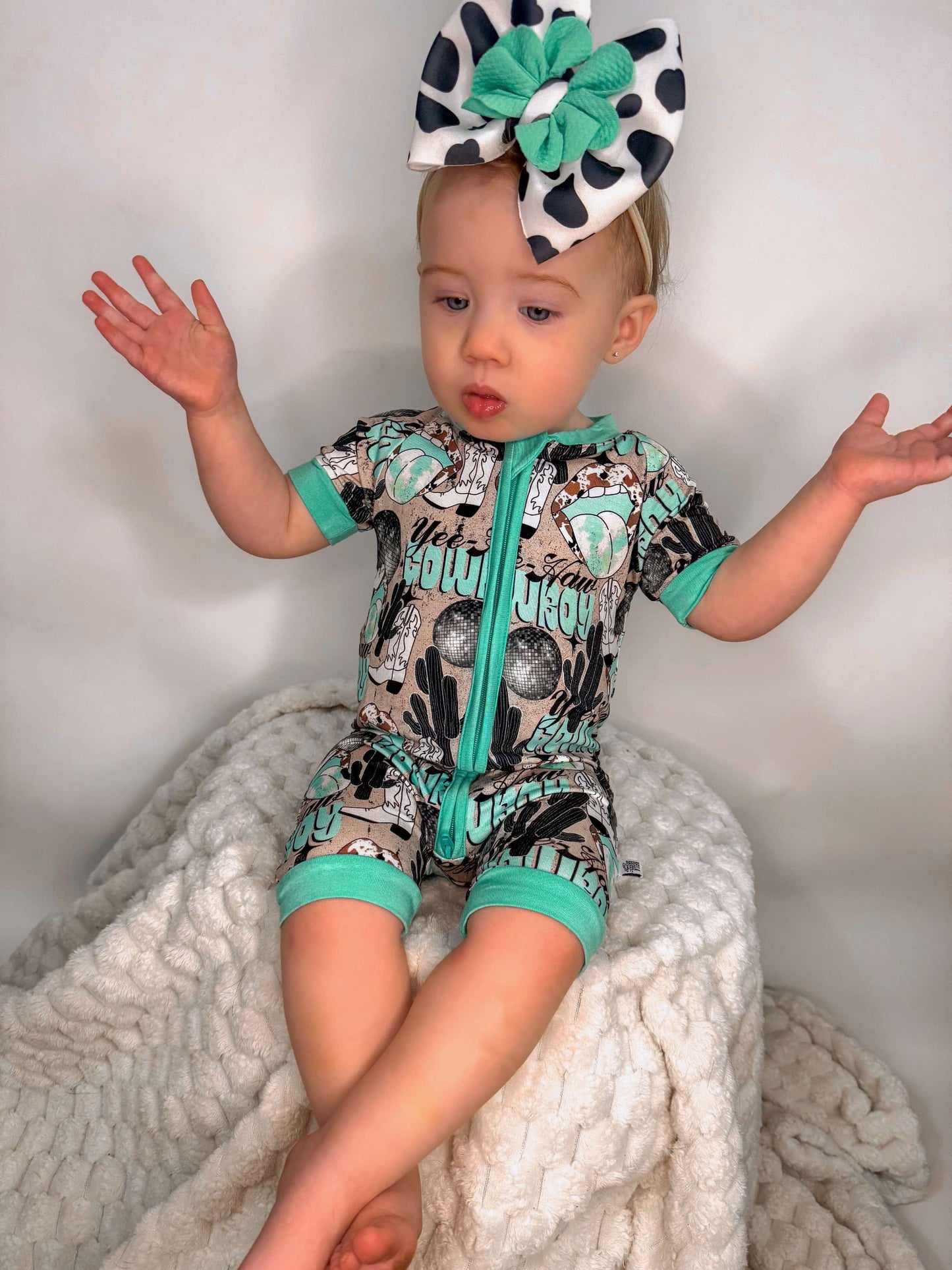 Yeehaw Cowboy Bamboo Shortie Romper (FINAL SALE)