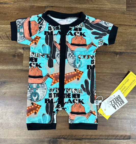Cow print is the New Black Bamboo Shortie Romper