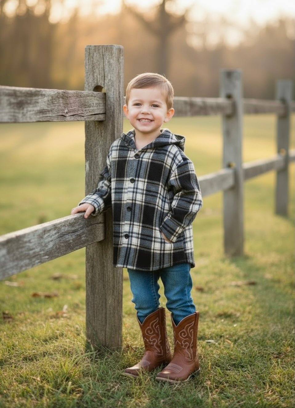 Black Hooded Plaid Flannel