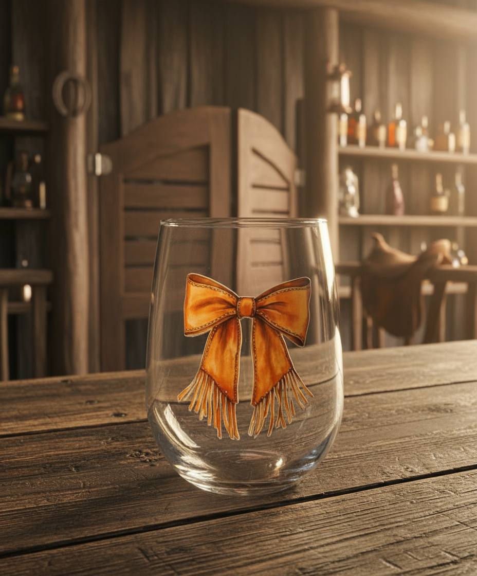 Leather Bow Wine Glass
