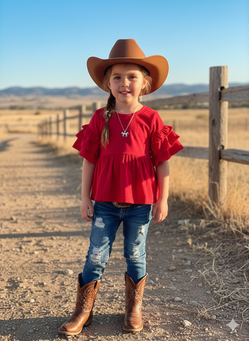 Triple Ruffle Sleeve Baby Doll Shirt