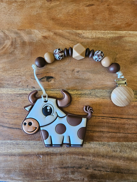 Brown Longhorn Cow Silicone Teether
