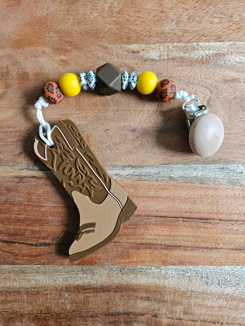 Cowboy Boot Silicone Teether-Rust