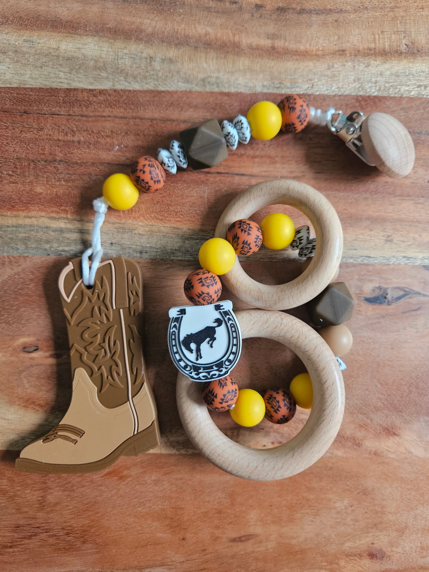 Cowboy Boot Silicone Teether-Rust