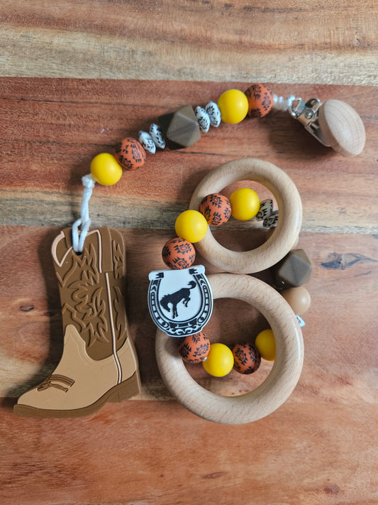 Cowboy Boot Silicone Teether-Rust