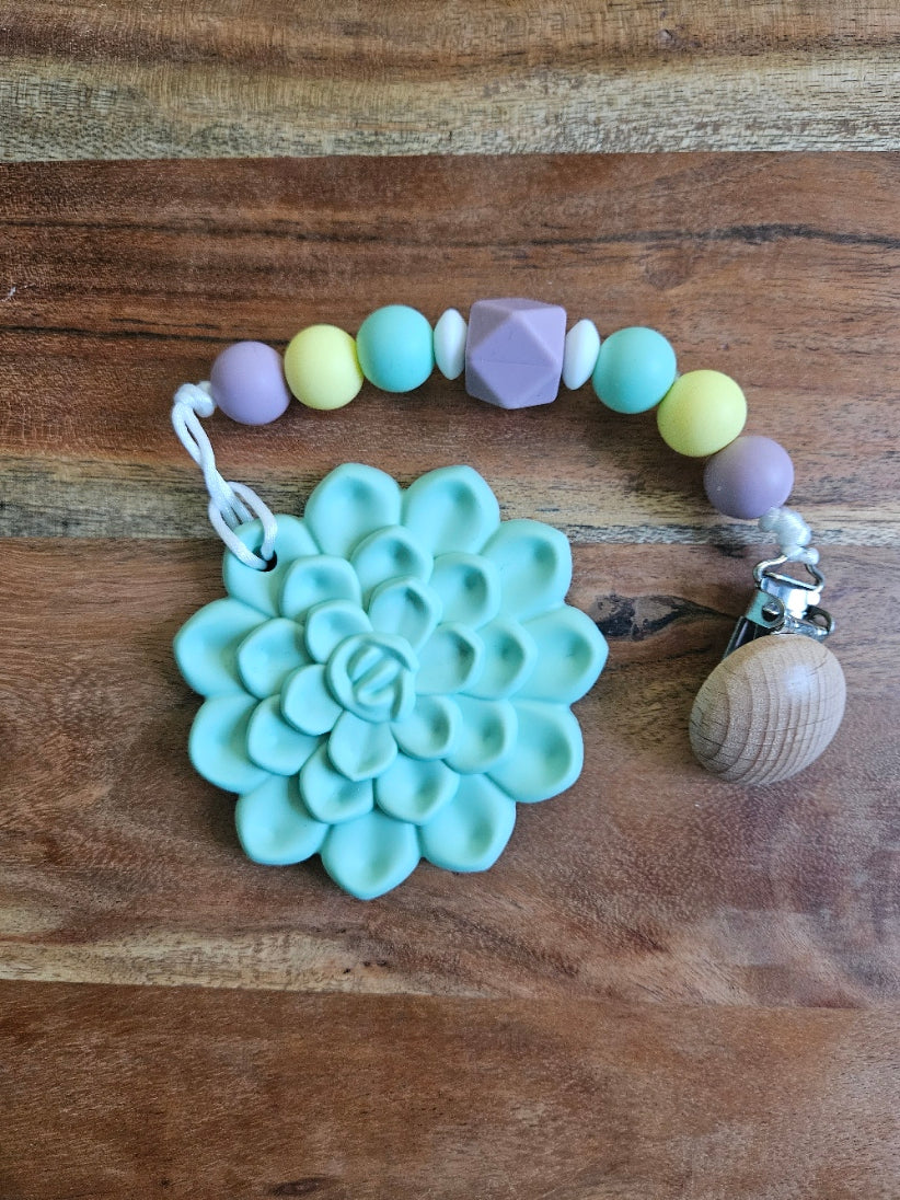 Mint Succulent Silicone Teether