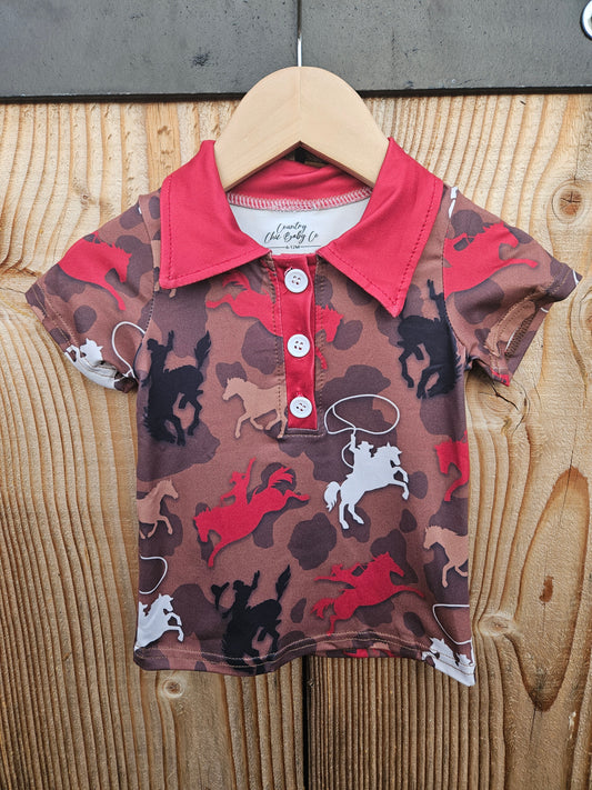 Buckin Bronco Collared Shirt