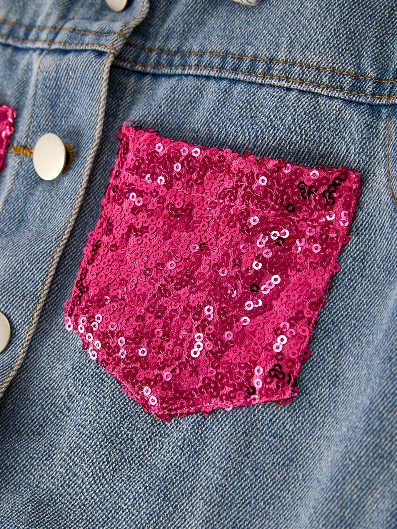 Girls Autumn Denim Sequined Jacket Top