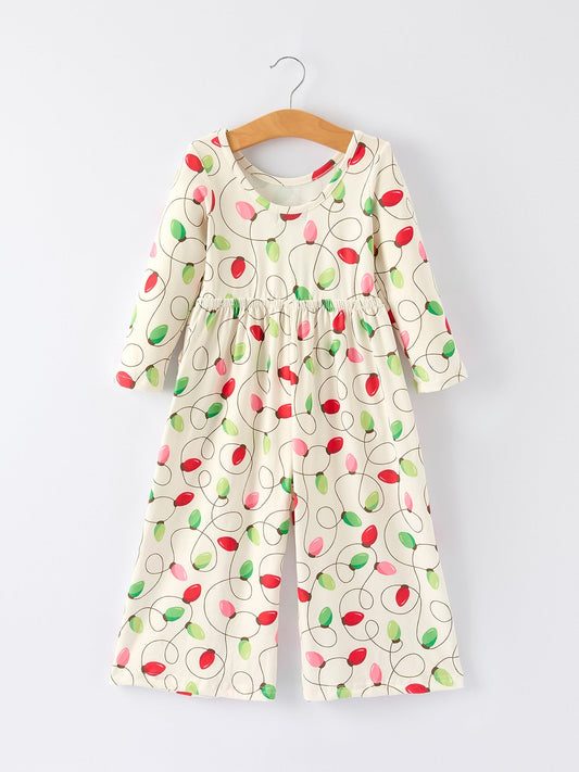 Christmas Light Bulb Print Baby Girls Jumpsuit: Cozy and Festive
