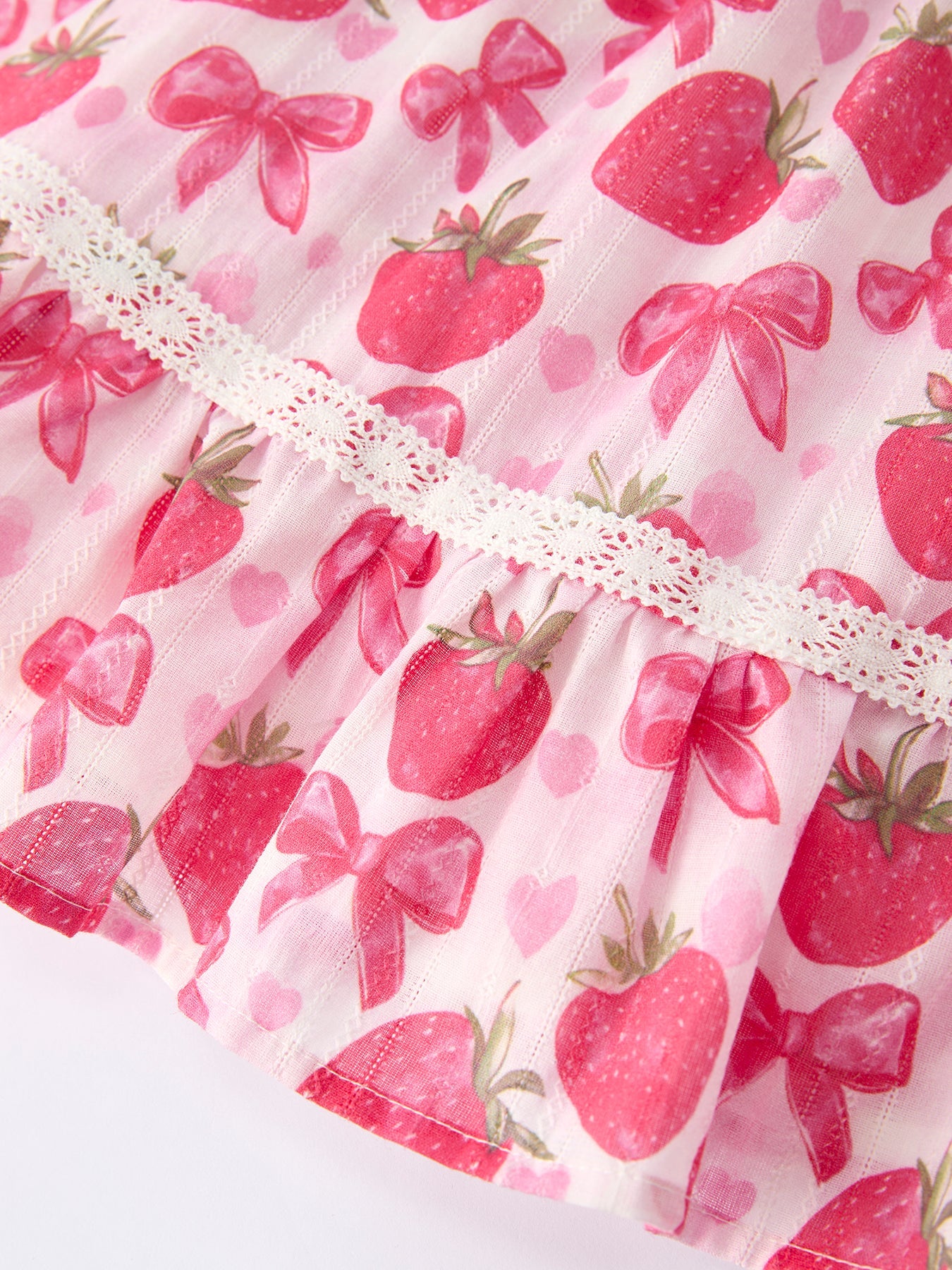 Strawberry Bow Print Girls' Dress