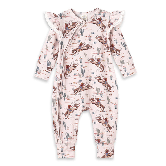 Prairie Princess Baby Girl Bamboo Western Zipper Romper