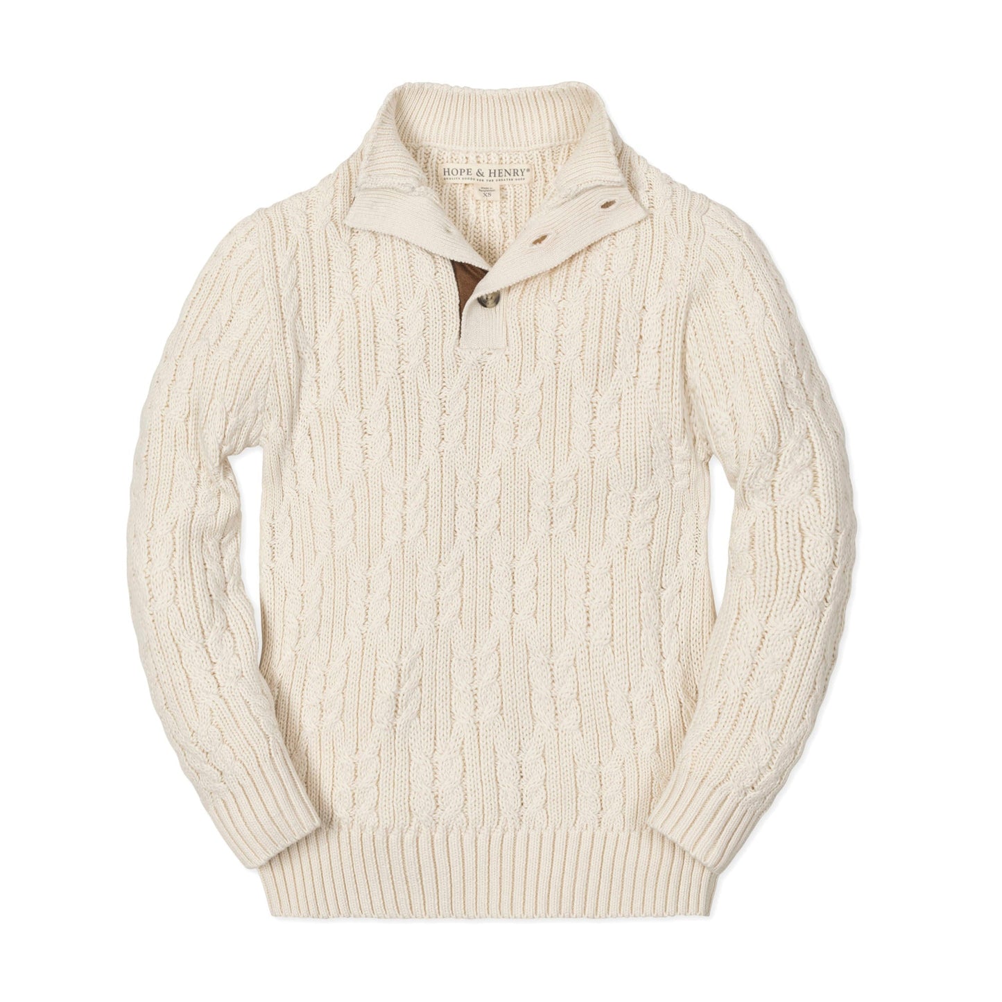 Organic Mock Neck Cable Sweater