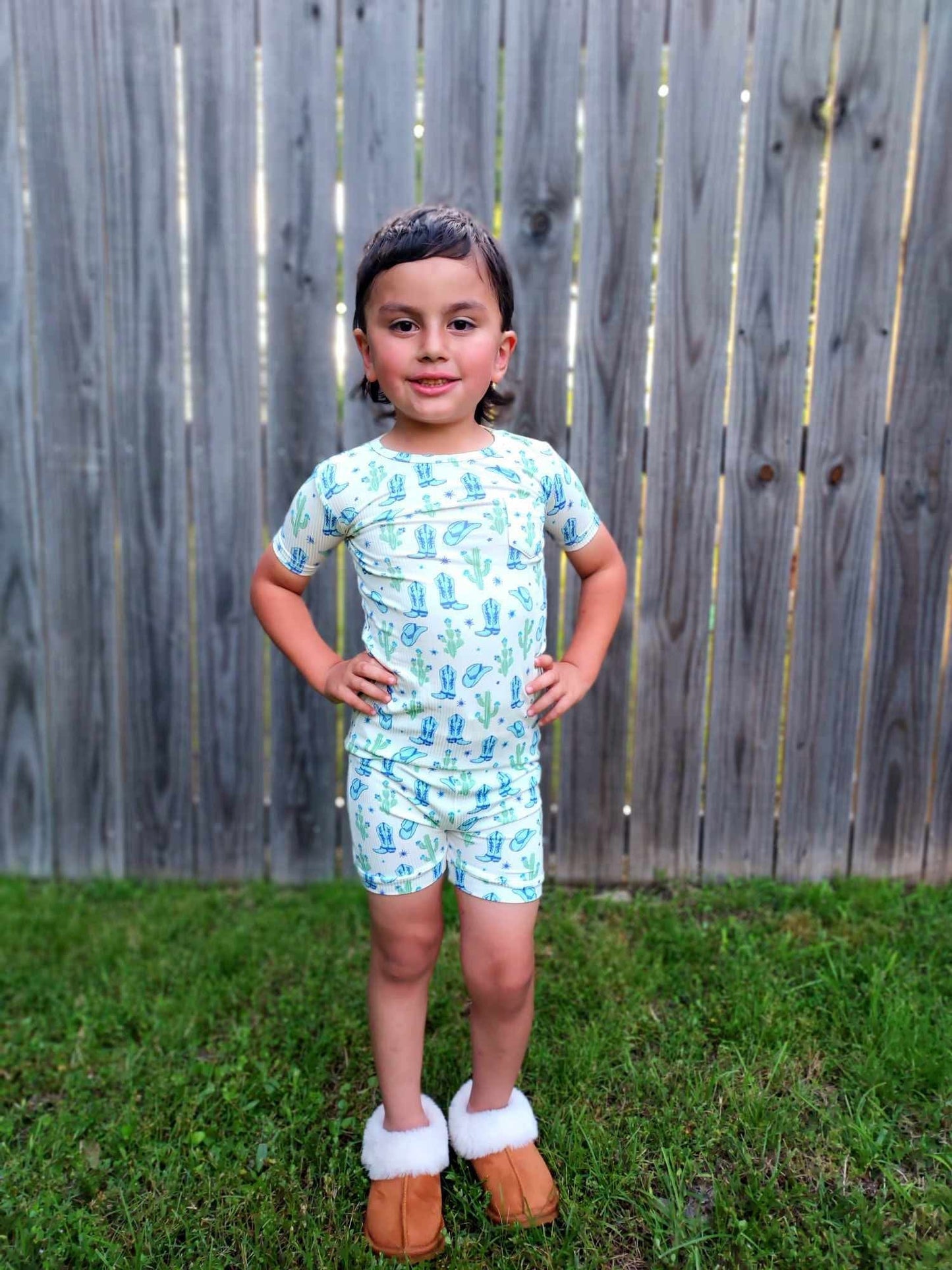 Wild West Cowboy Ribbed Bamboo Short Set