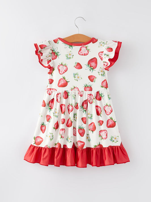 Strawberry Ruffle Girls Dress