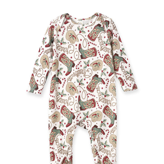 Western Christmas Baby Bamboo Romper – Cowboy Holiday Style