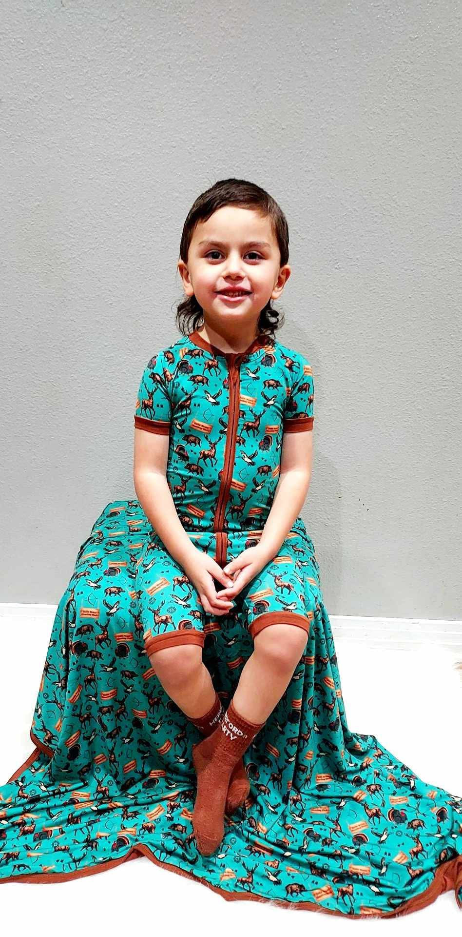 Teal Hunting Club Bamboo Shortie Romper (FINAL SALE)