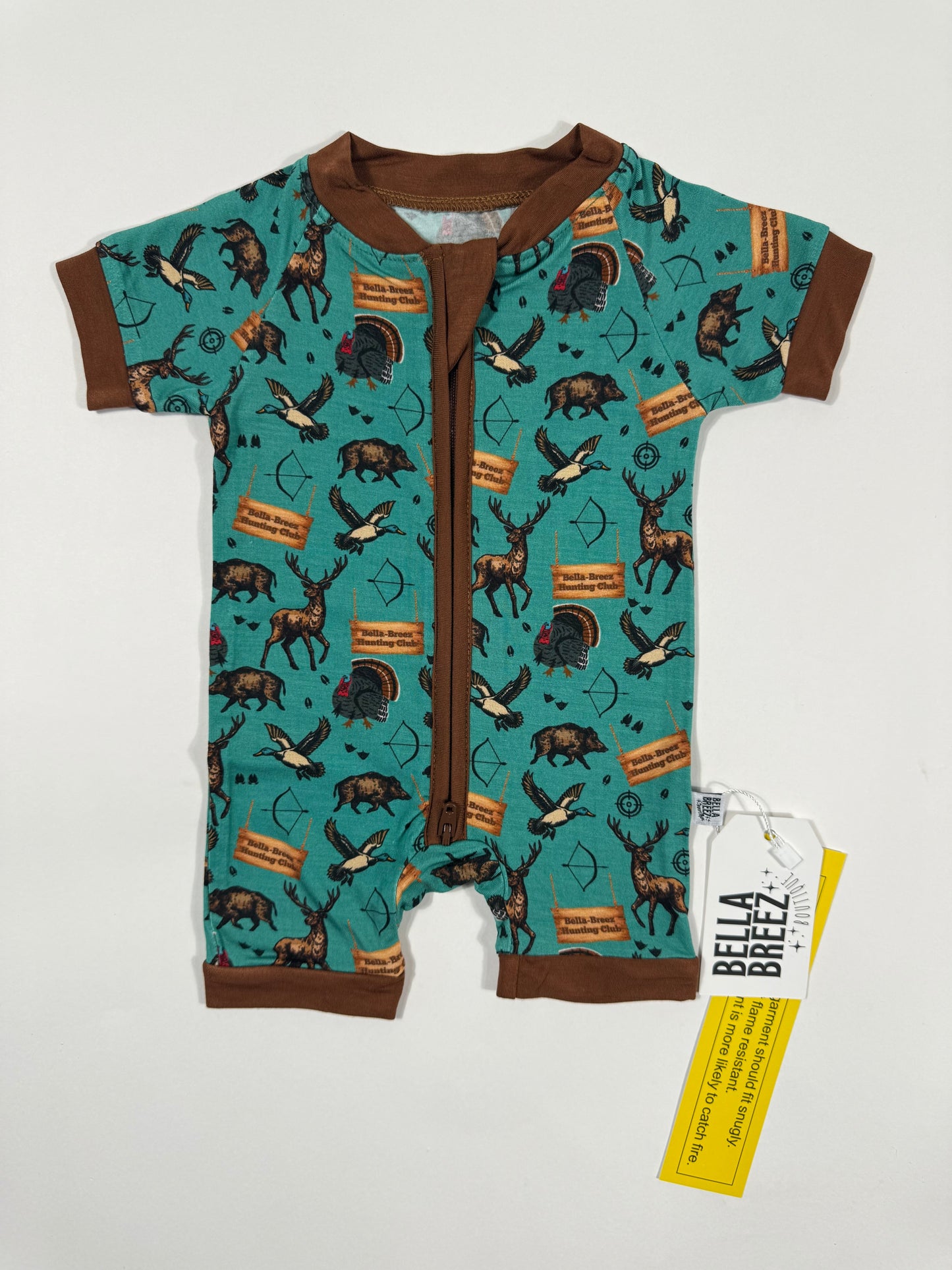 Teal Hunting Club Bamboo Shortie Romper (FINAL SALE)