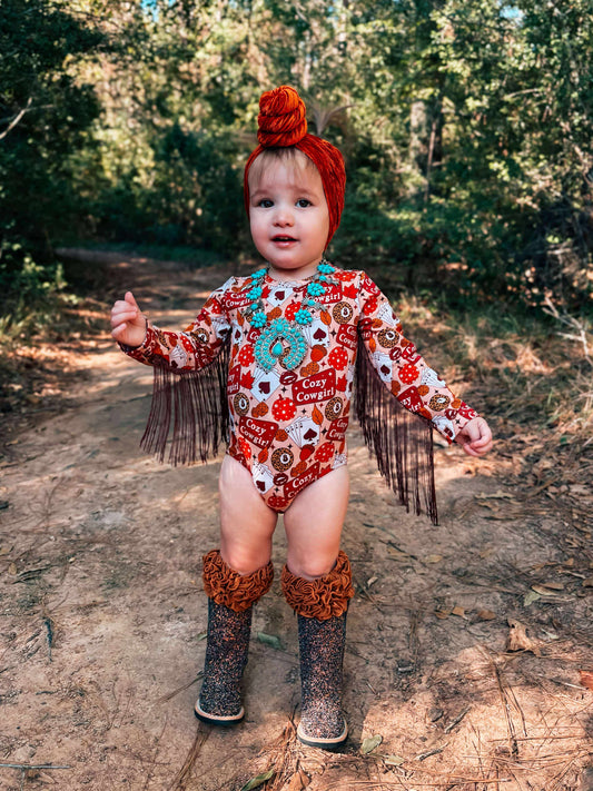 Cozy Cowgirl Fringe Onesie