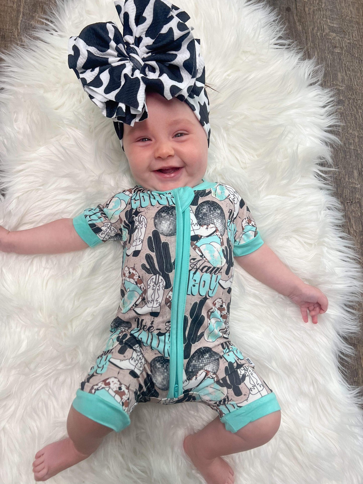 Yeehaw Cowboy Bamboo Shortie Romper (FINAL SALE)