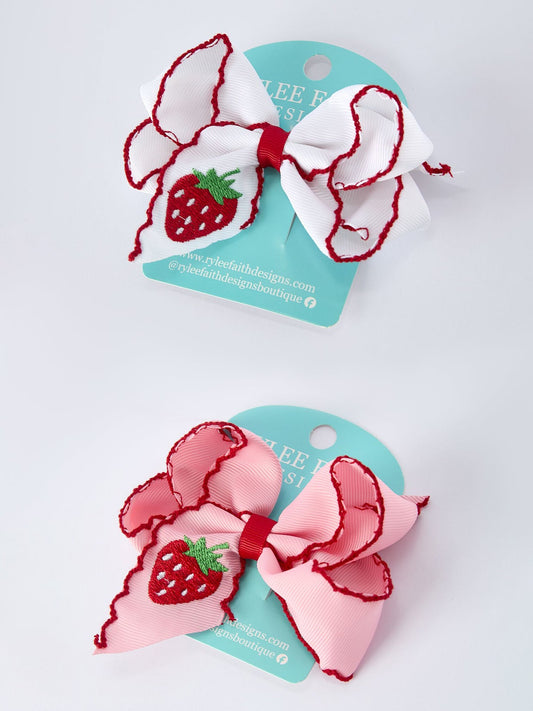 Strawberry Embroidered Girls Hairpin