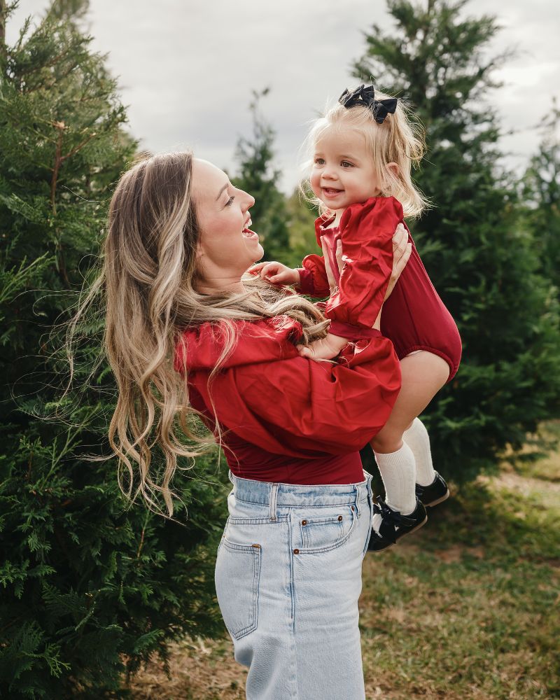 Evangeline Satin Sleeve Top & Leotard - Crimson Red