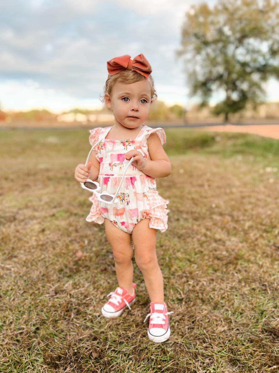 Watercolor Cow Ruffle Romper
