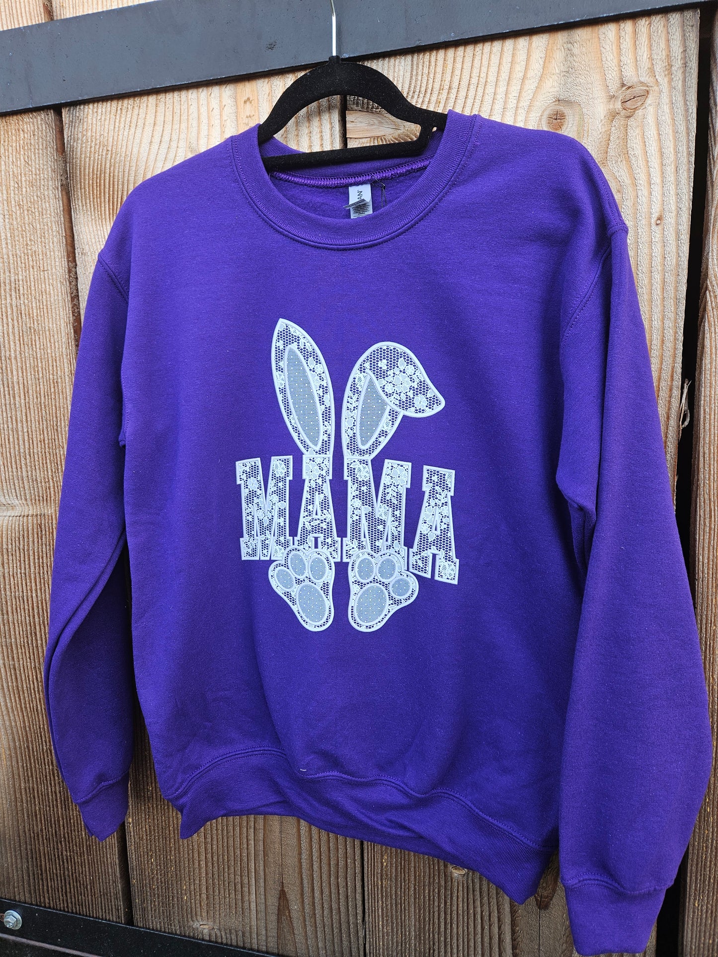 "Mama" Bunny Lace Crewneck Sweater