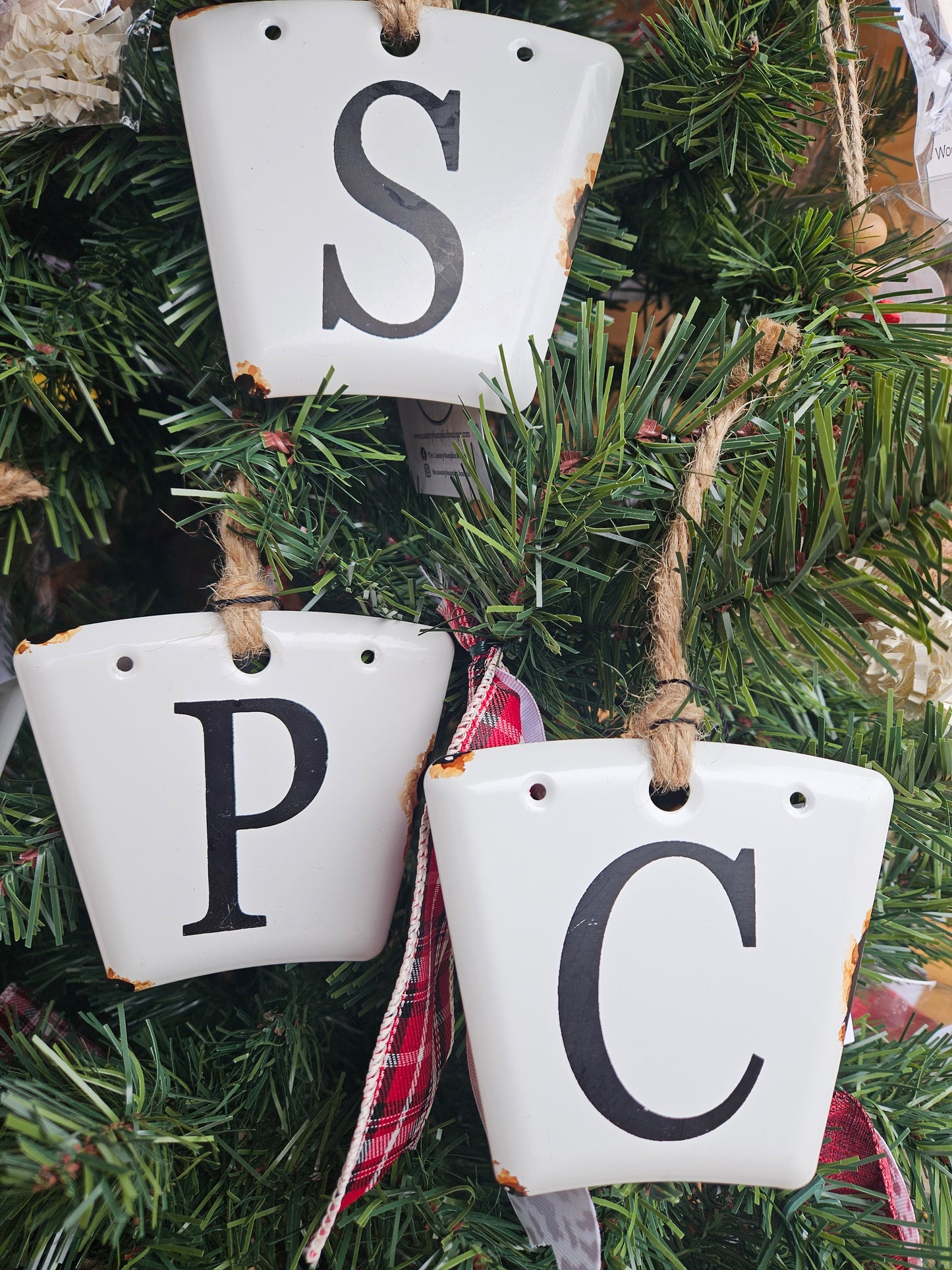 Cow Tag Initial Ornament