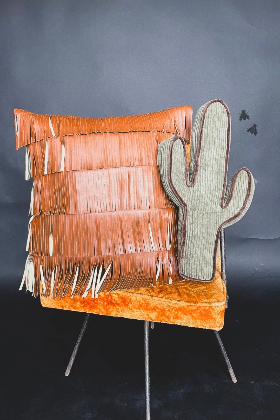Fringe Faux Leather Pillow