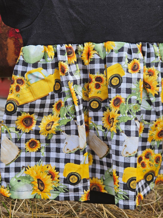 Onesie Dress-Vintage Truck & Sunflowers