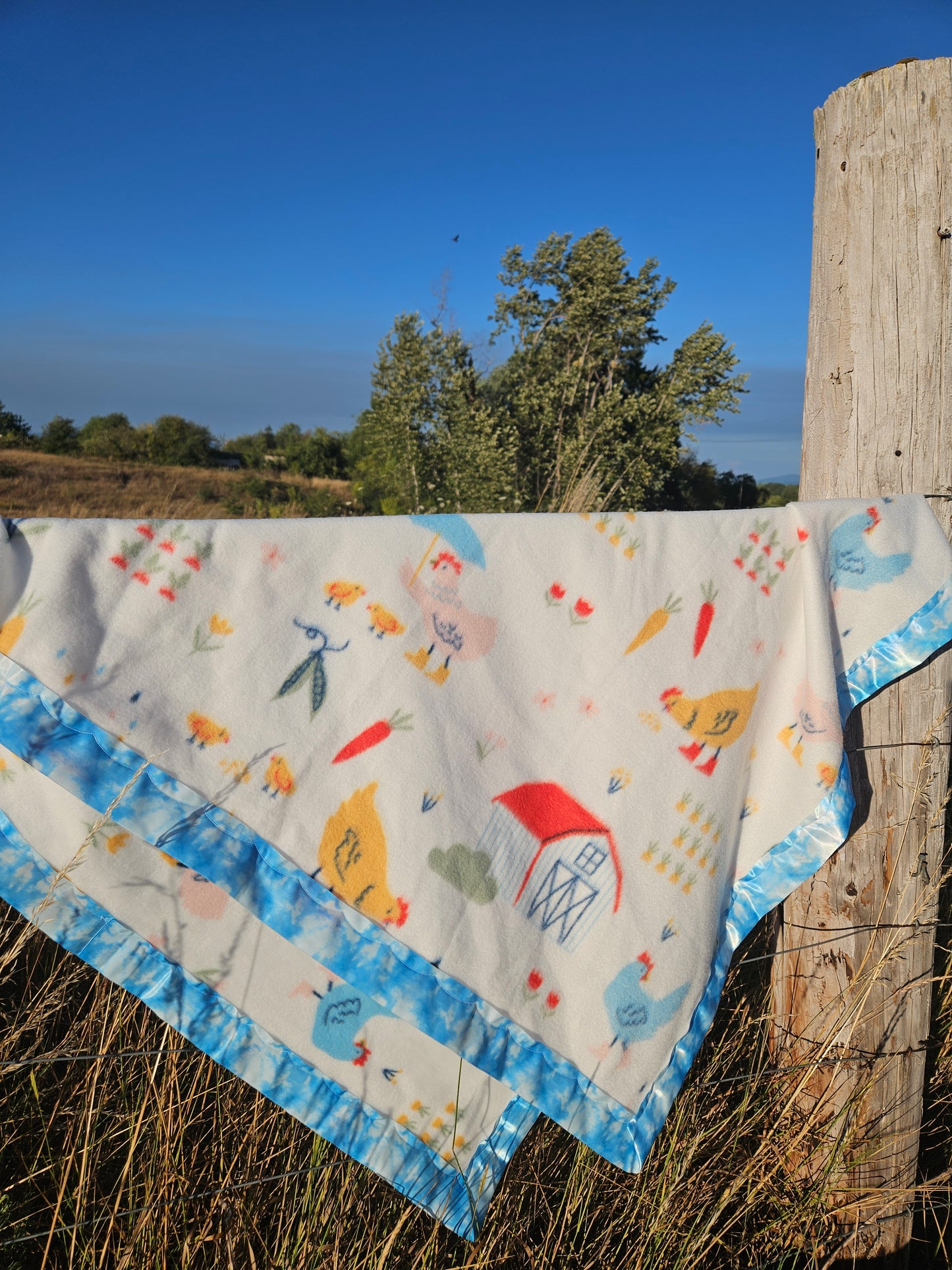 Chicken Gardener Fleece Baby Blanket