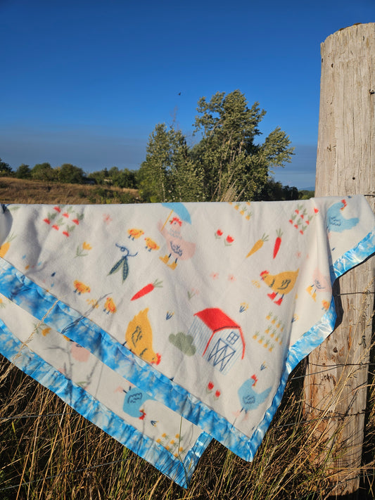 Chicken Gardener Fleece Baby Blanket