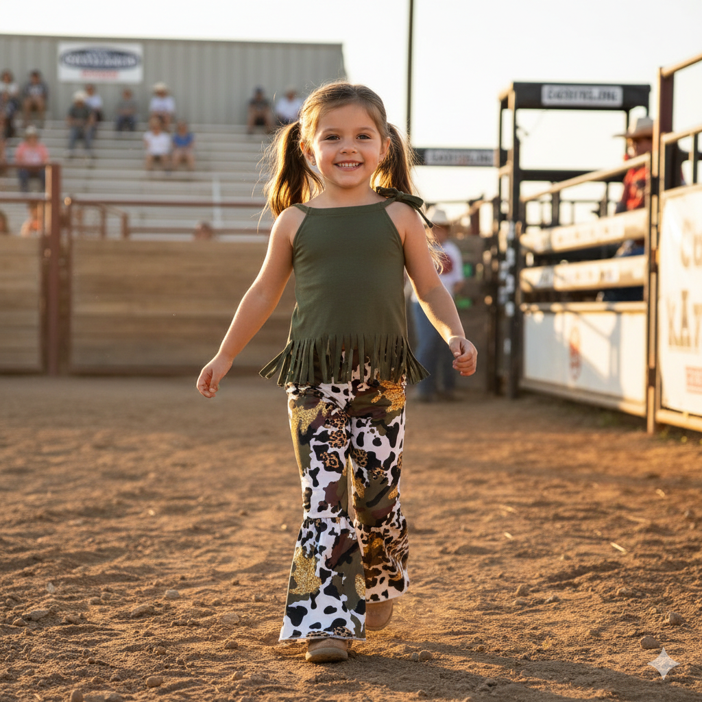 Cow Tassel Bell Bottom Set