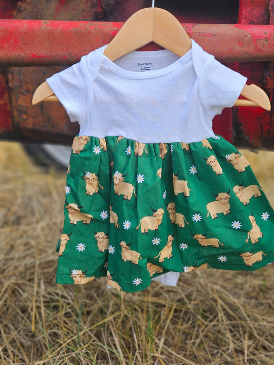 Onesie Dress-Highland Cow