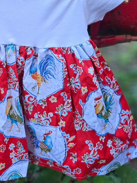 Onesie Dress-Vintage Red Chicken