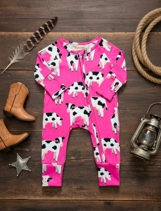 Pink Moo's Romper