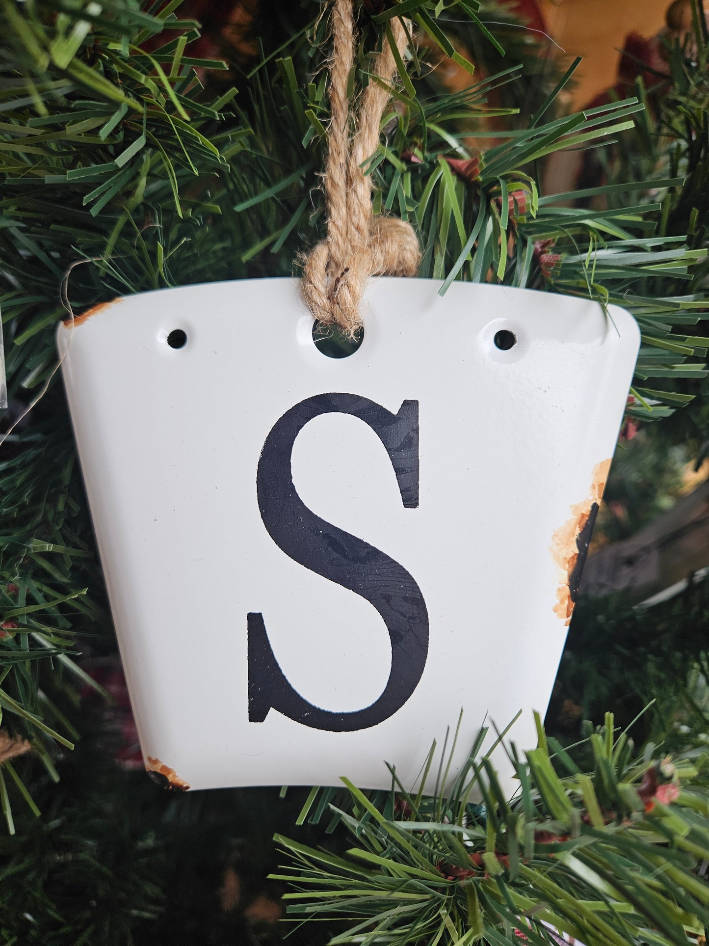 Cow Tag Initial Ornament