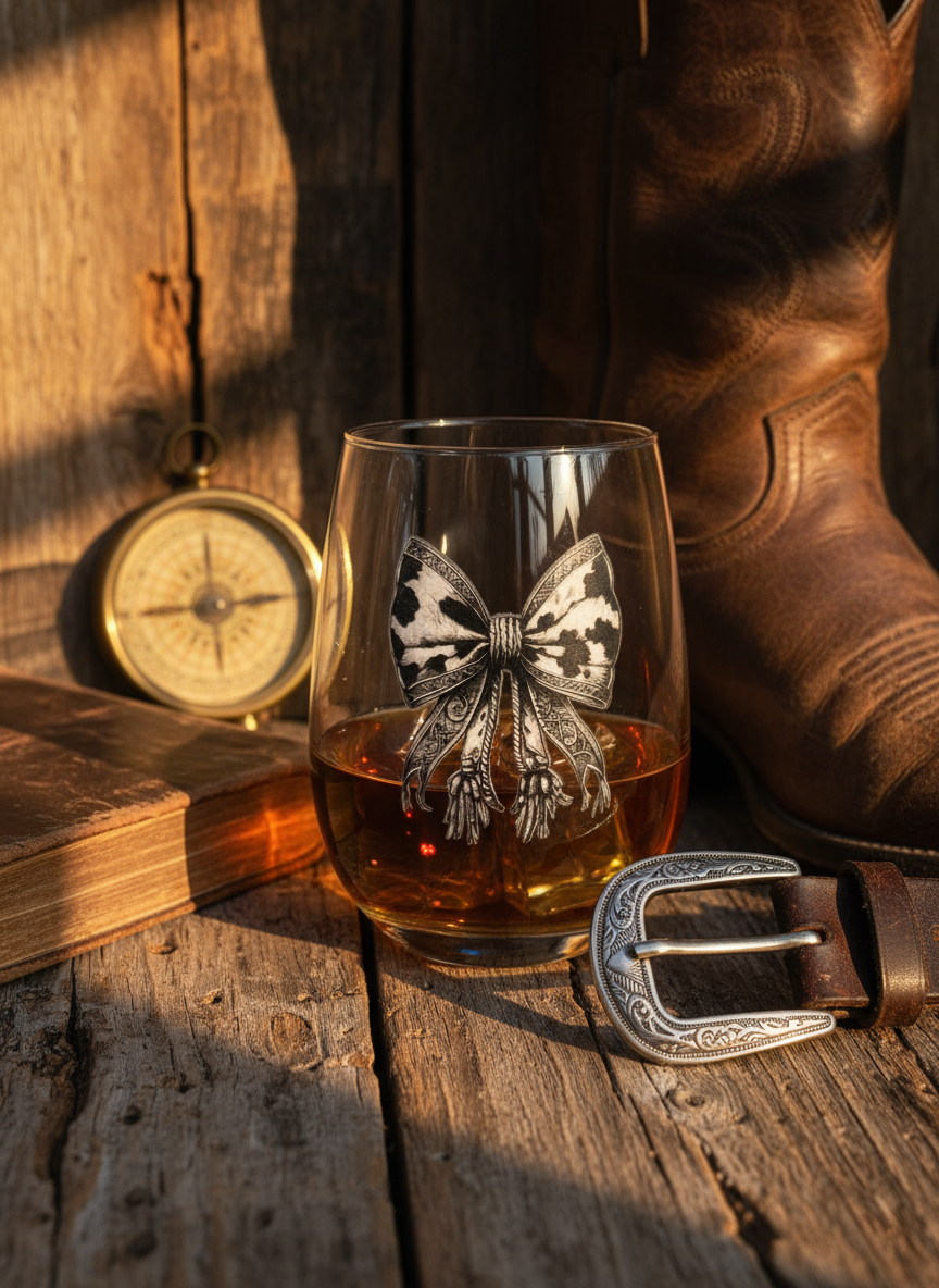 Western Cow Bow Wine Glass