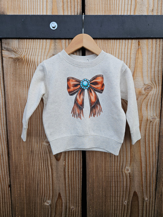 Fringe Bow Crewneck Sweater-Toddler