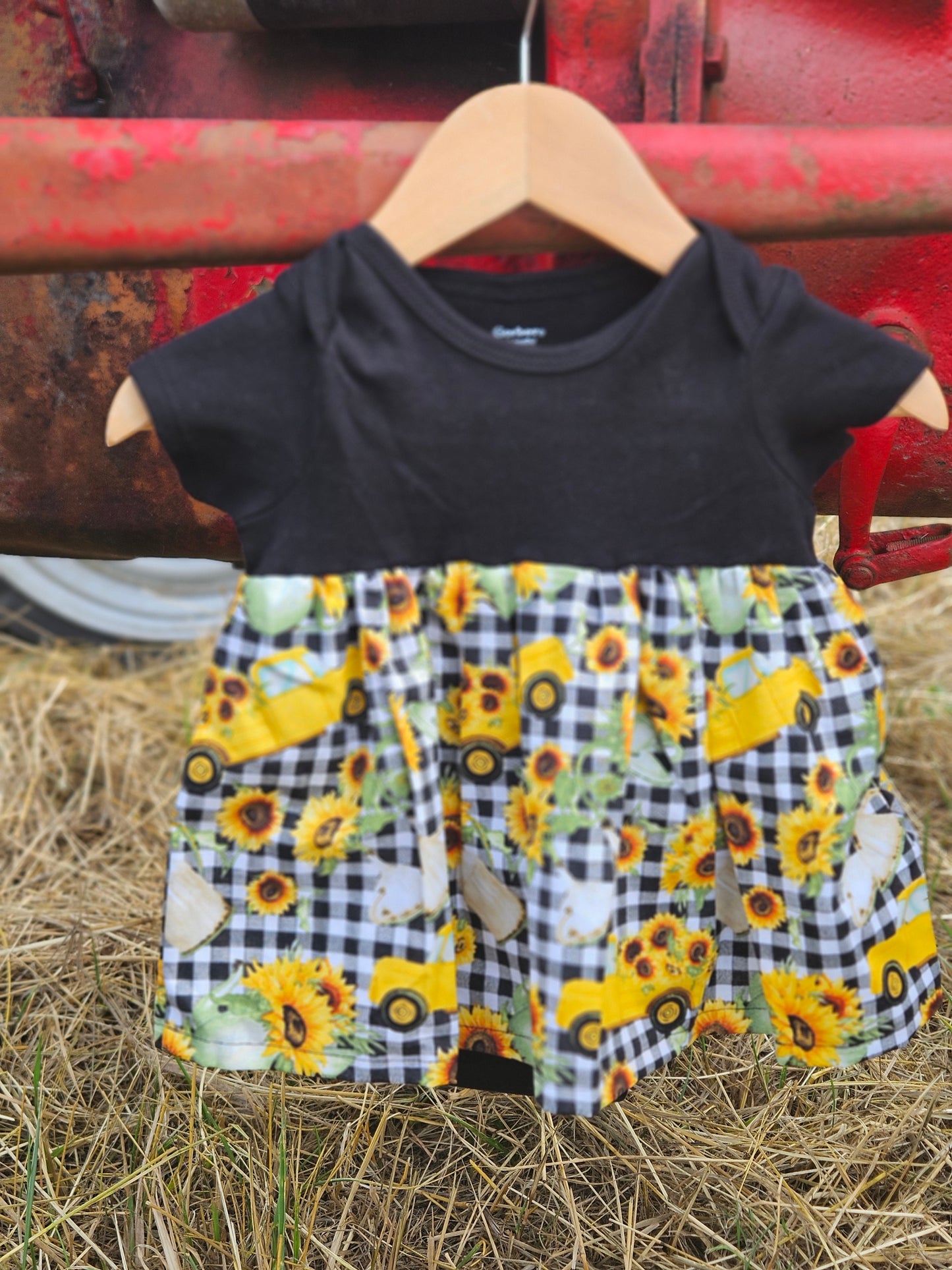 Onesie Dress-Vintage Truck & Sunflowers