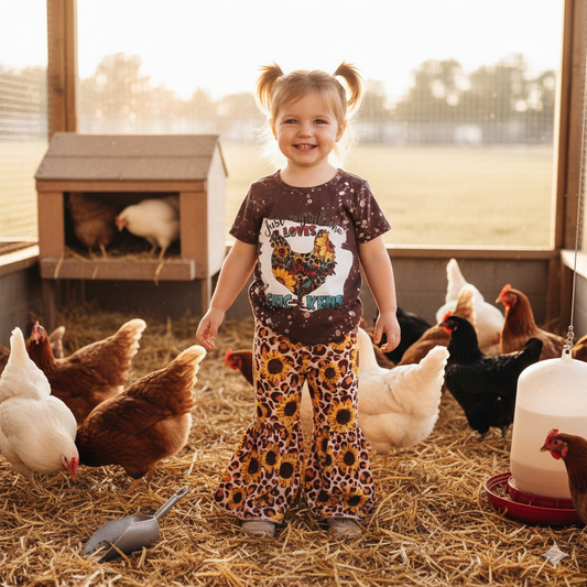 Chicken Sunflower Bell Bottom Set
