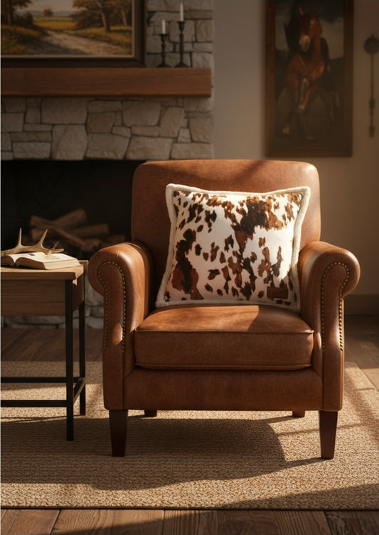 Tri-color Cowhide Plush Pillow