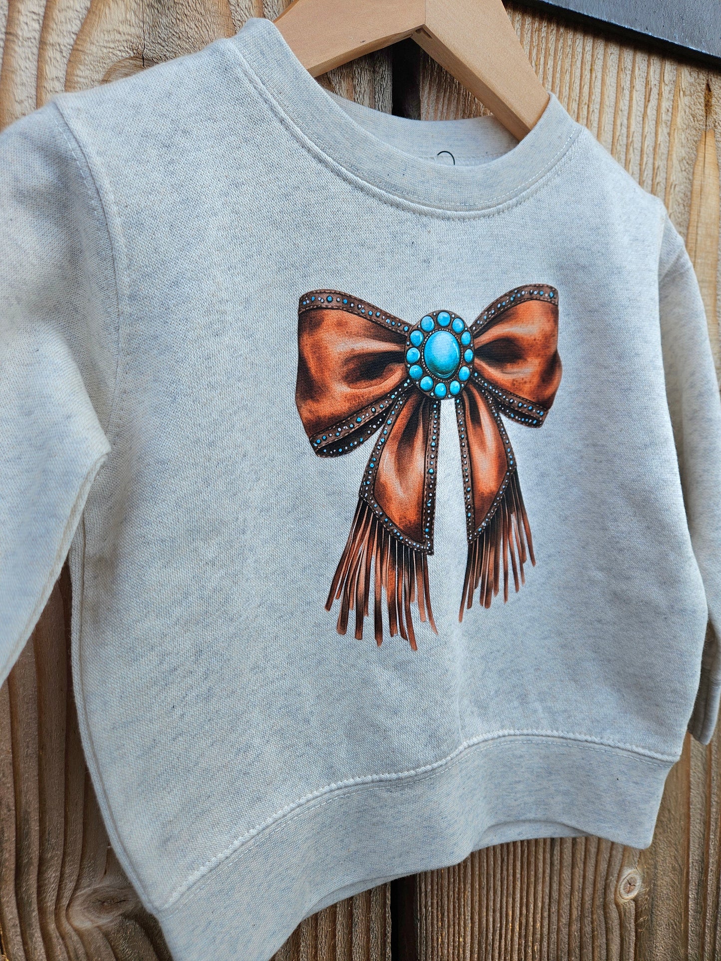 Fringe Bow Crewneck Sweater-Toddler