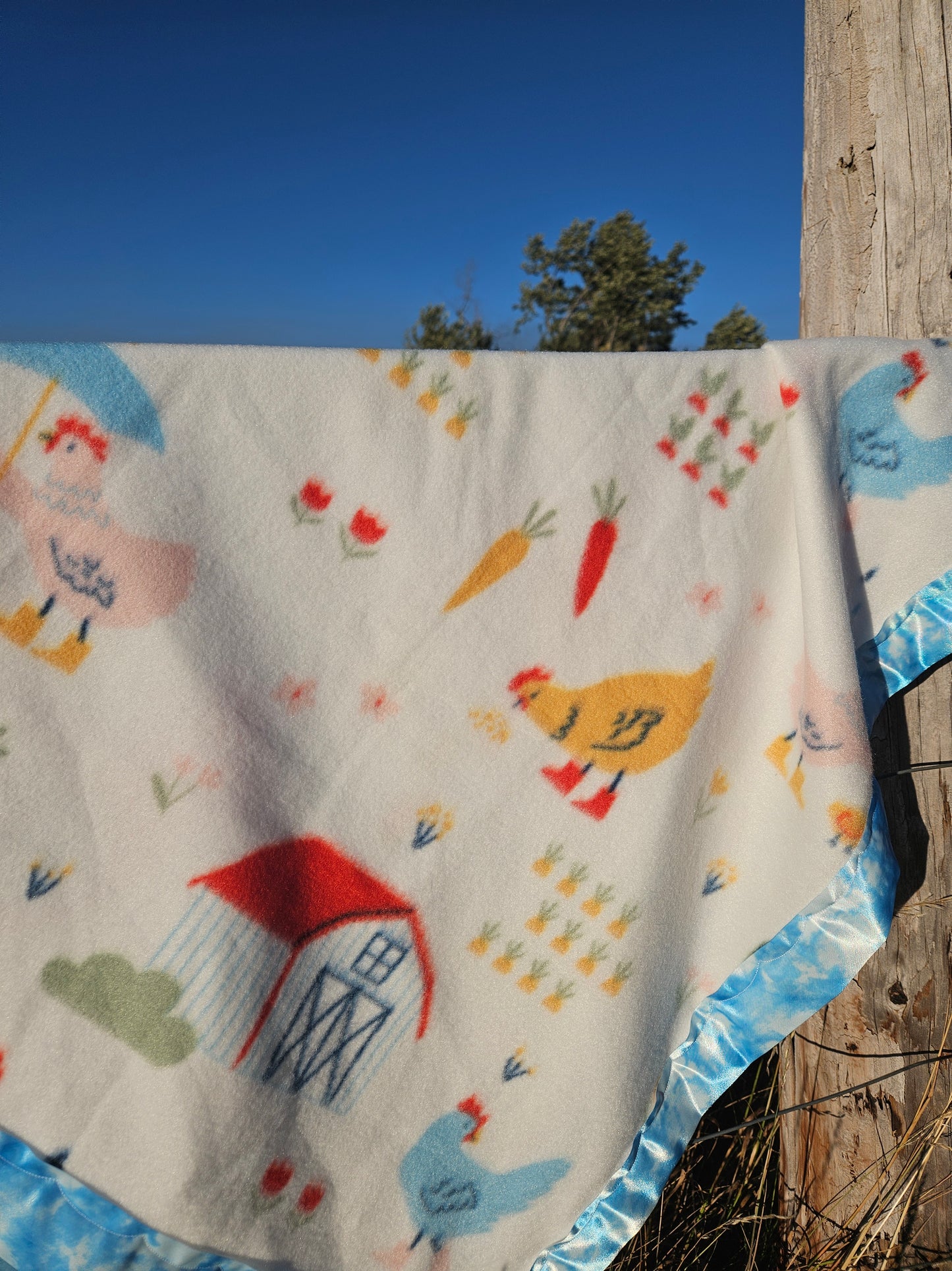 Chicken Gardener Fleece Baby Blanket