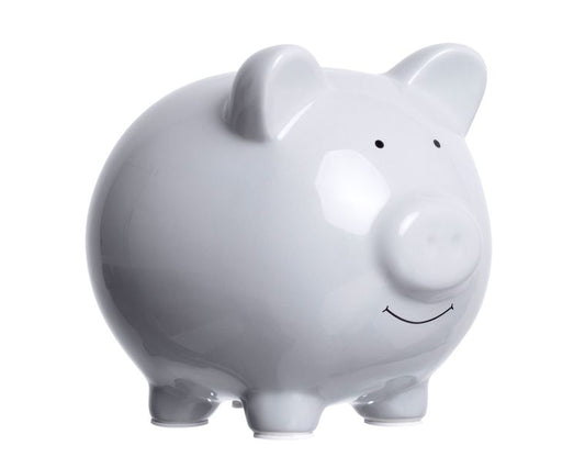 Ceramic Piggy Bank in Grey